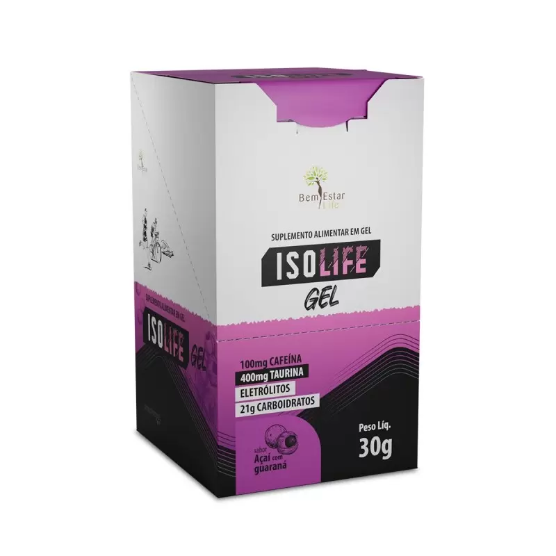 ISOLIFE GEL COM CAFEINA E TAURINA SABOR AÇAI COM GUARANÁ - 10 SACHE