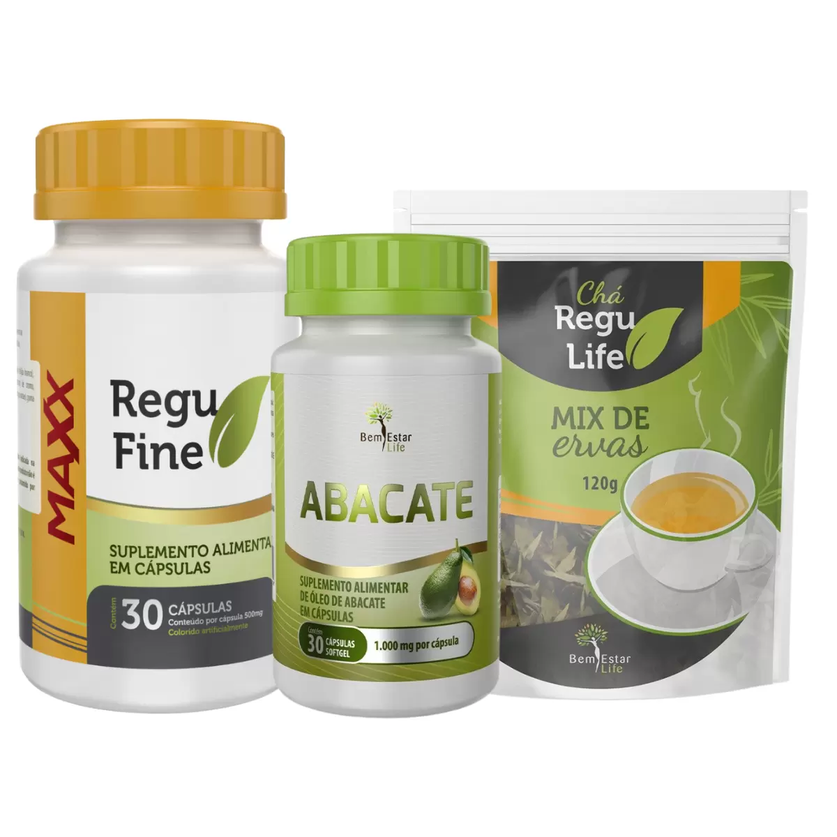 REGU FINE MAXX  -EMAGRECEDOR- CHÁ REGU LIFE 120G -  ABACATE 30 CAPS